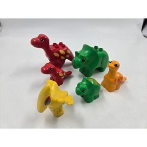Vintage Official LEGO DUPLO Dinosaur Figures Set Red Green Dinos Dinosaurs